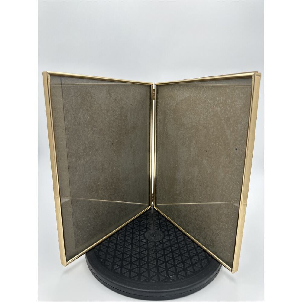 VTG 8X10 Photo Dual Frame MCM Picture Gold Metal Bi Fold